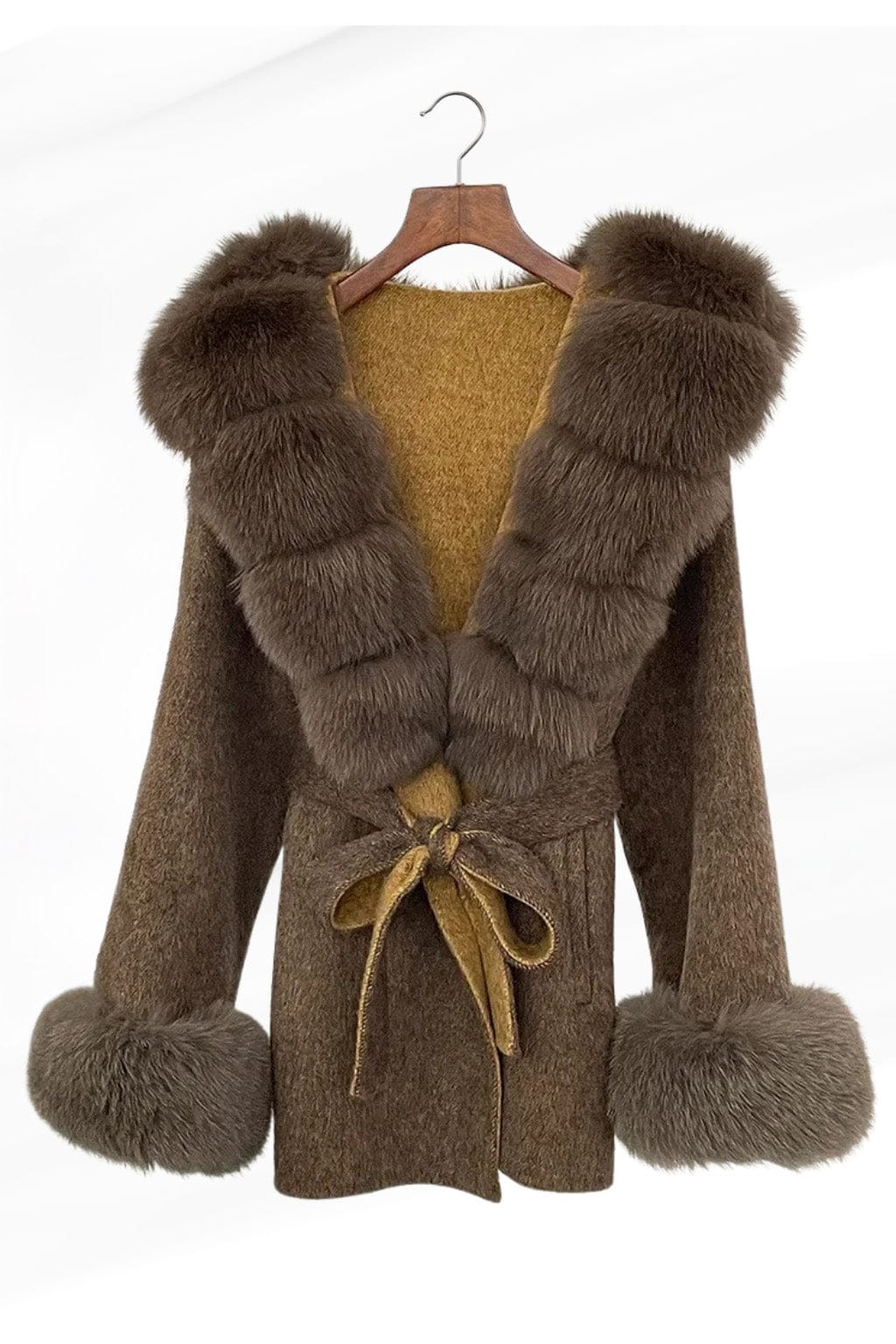 Veste à fourrure avec capuche marron Héritage fourrure