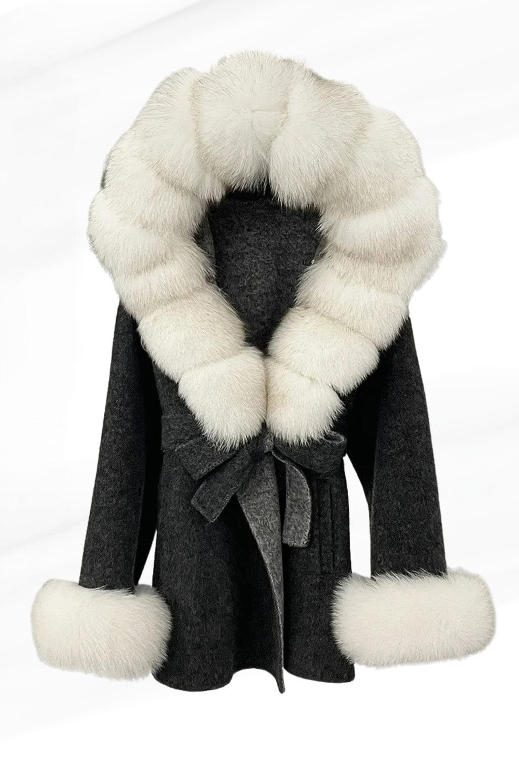Veste cachemire fourrure femme blanc Héritage fourrure