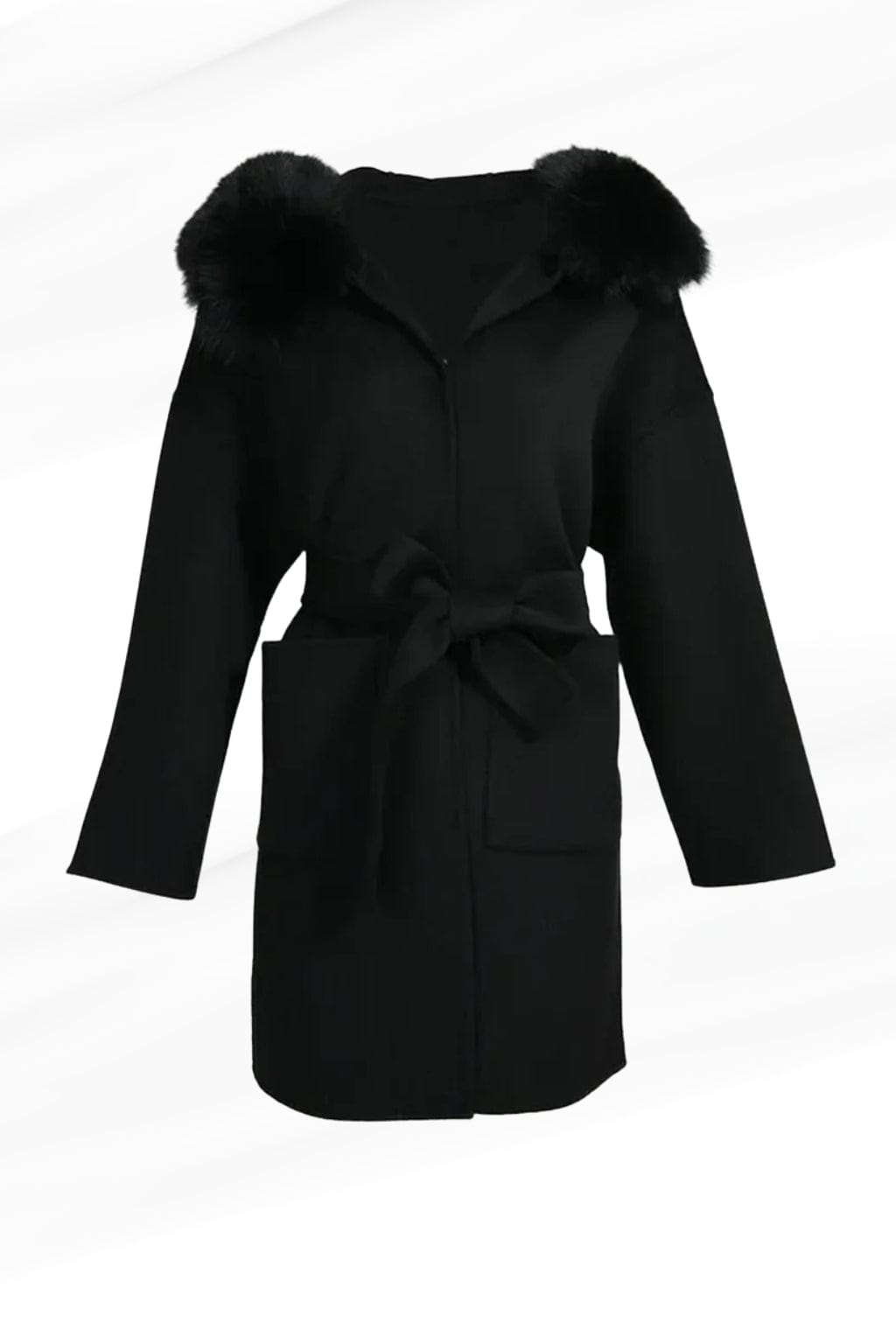 Veste cachemire fourrure femme noire Héritage fourrure