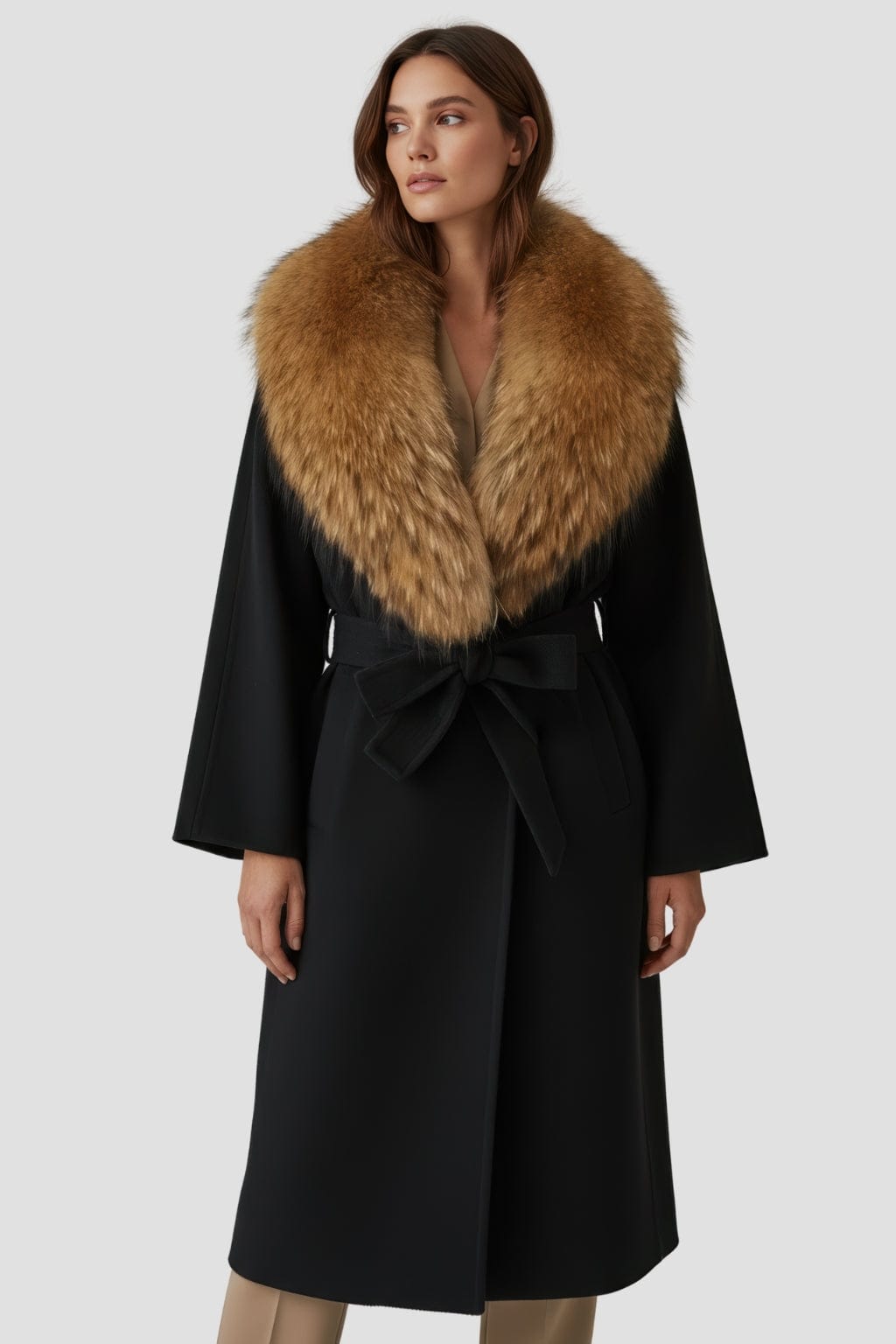 Veste cachemire fourrure femme noire Héritage fourrure