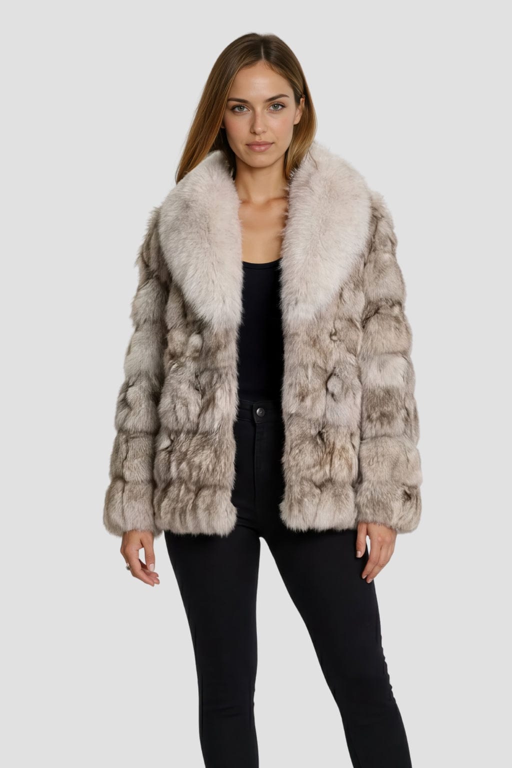 Veste col en fourrure blanc Héritage fourrure