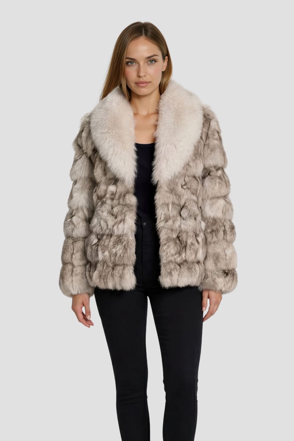 Veste col en fourrure blanc Héritage fourrure