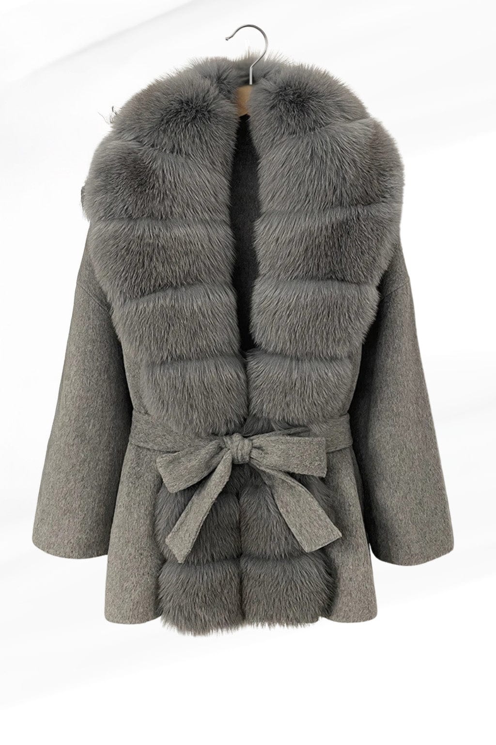 Veste col en fourrure gris Héritage fourrure