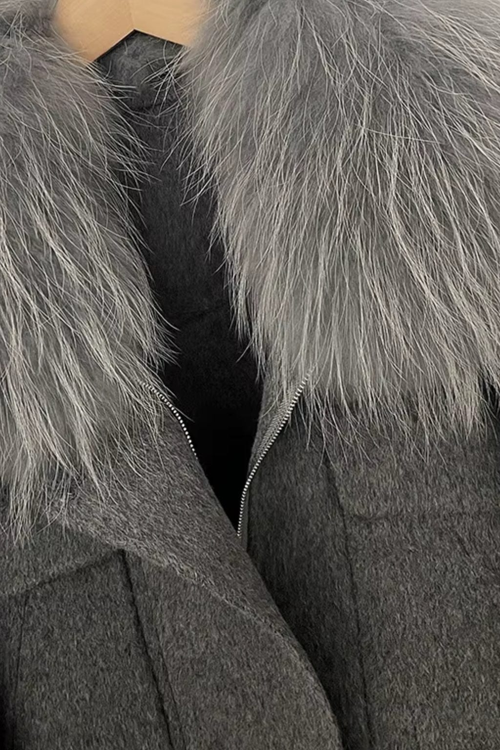 Veste courte en fourrure grise Héritage fourrure