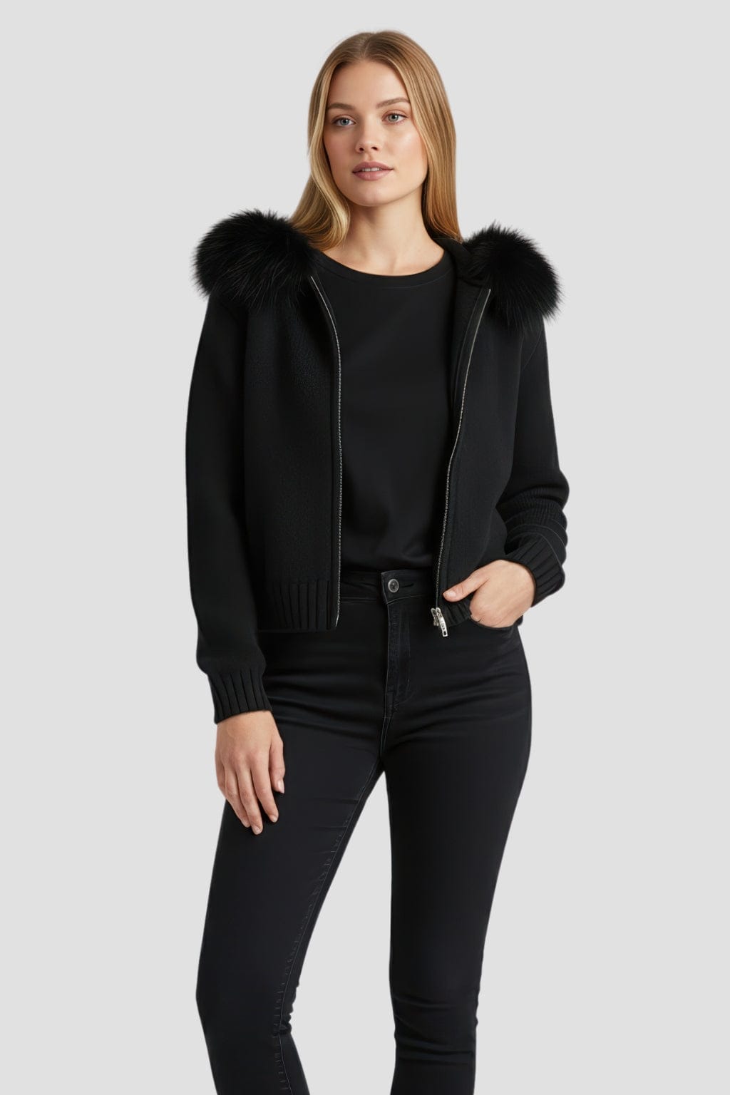 Veste en laine à fourrure femme Héritage fourrure