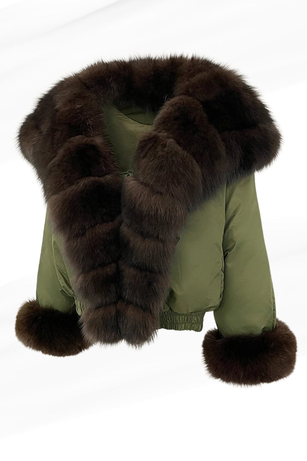 Veste fourrure femme kaki Héritage fourrure