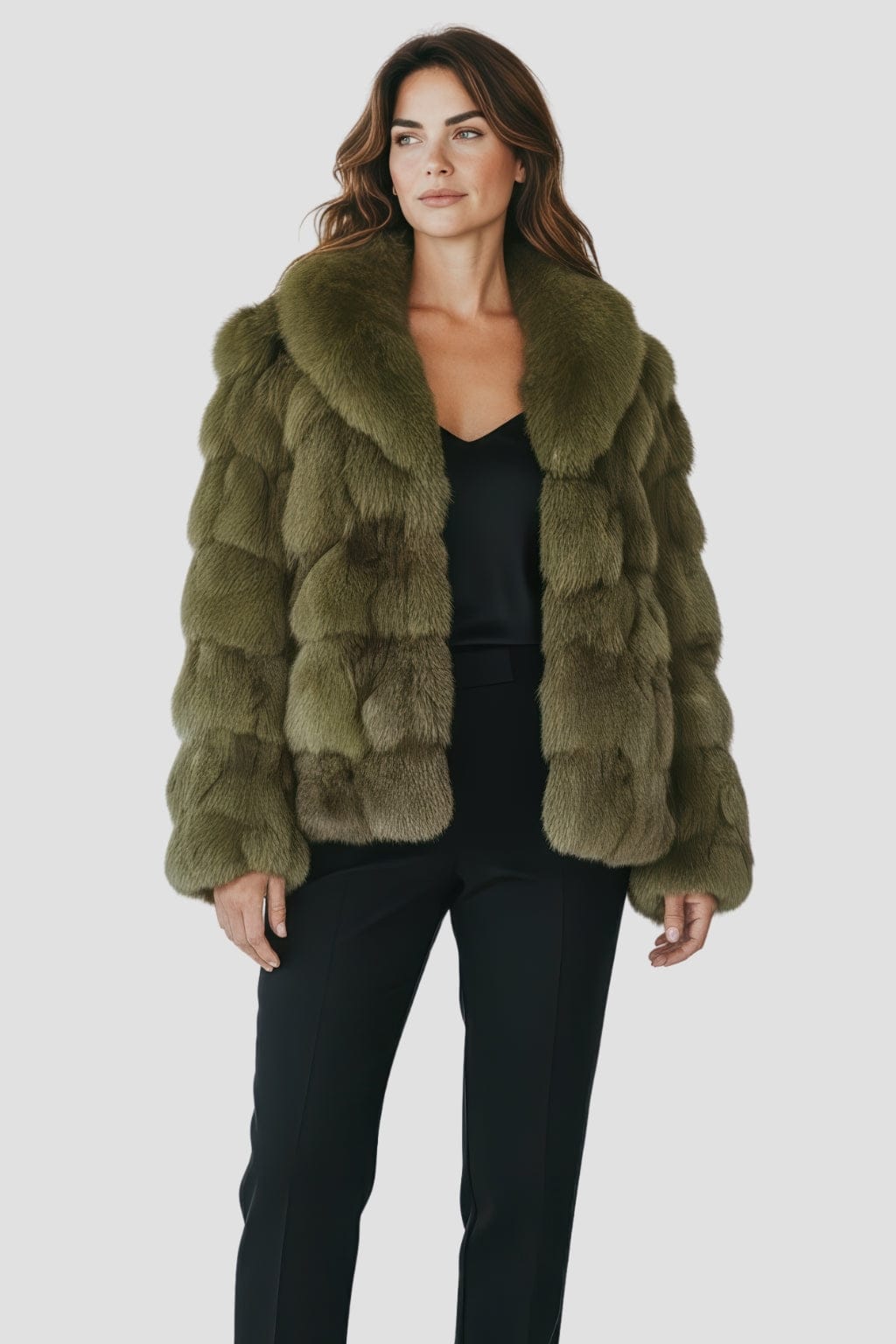 Veste fourrure femme kaki Héritage fourrure