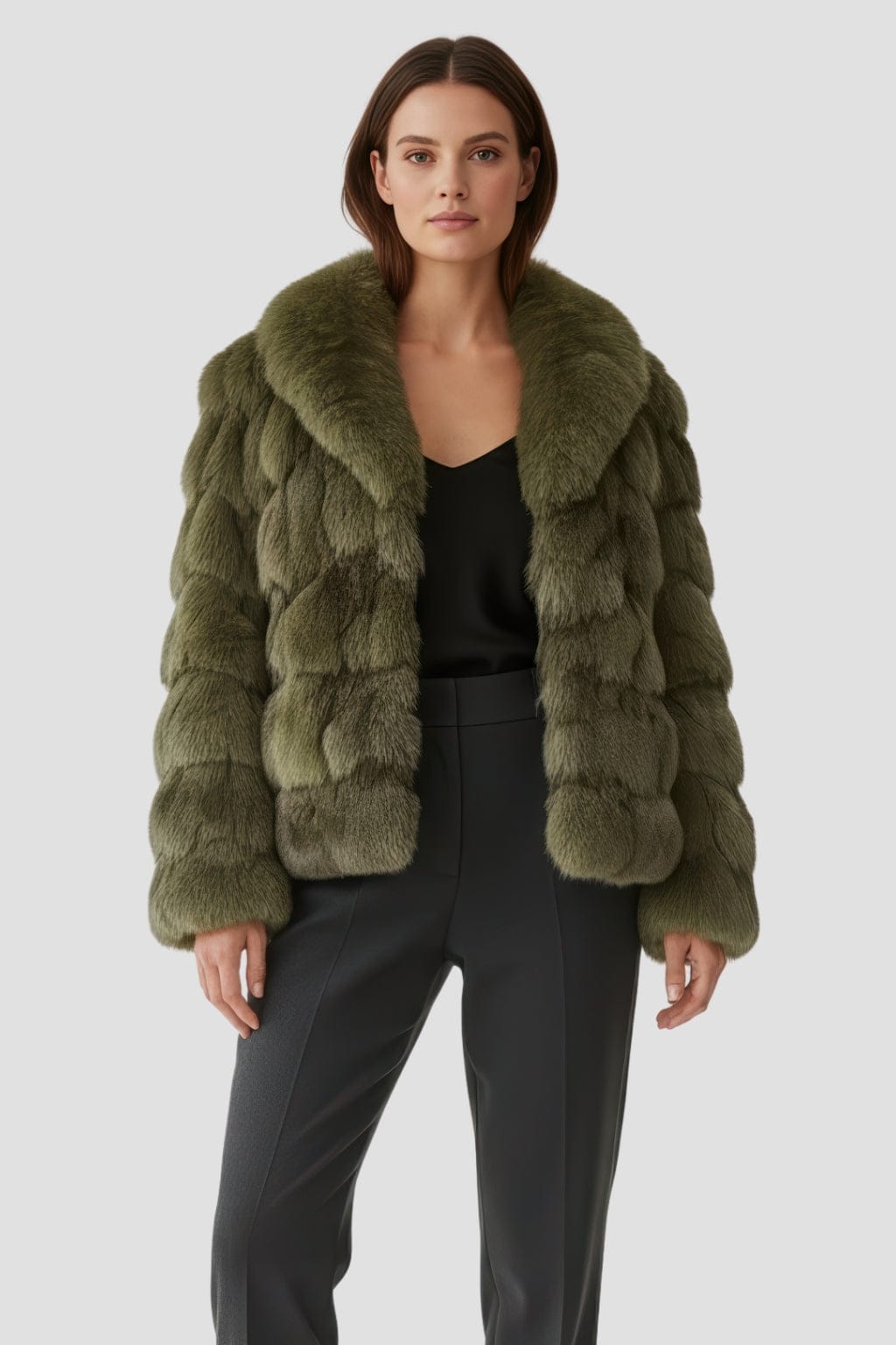 Veste fourrure femme kaki Héritage fourrure