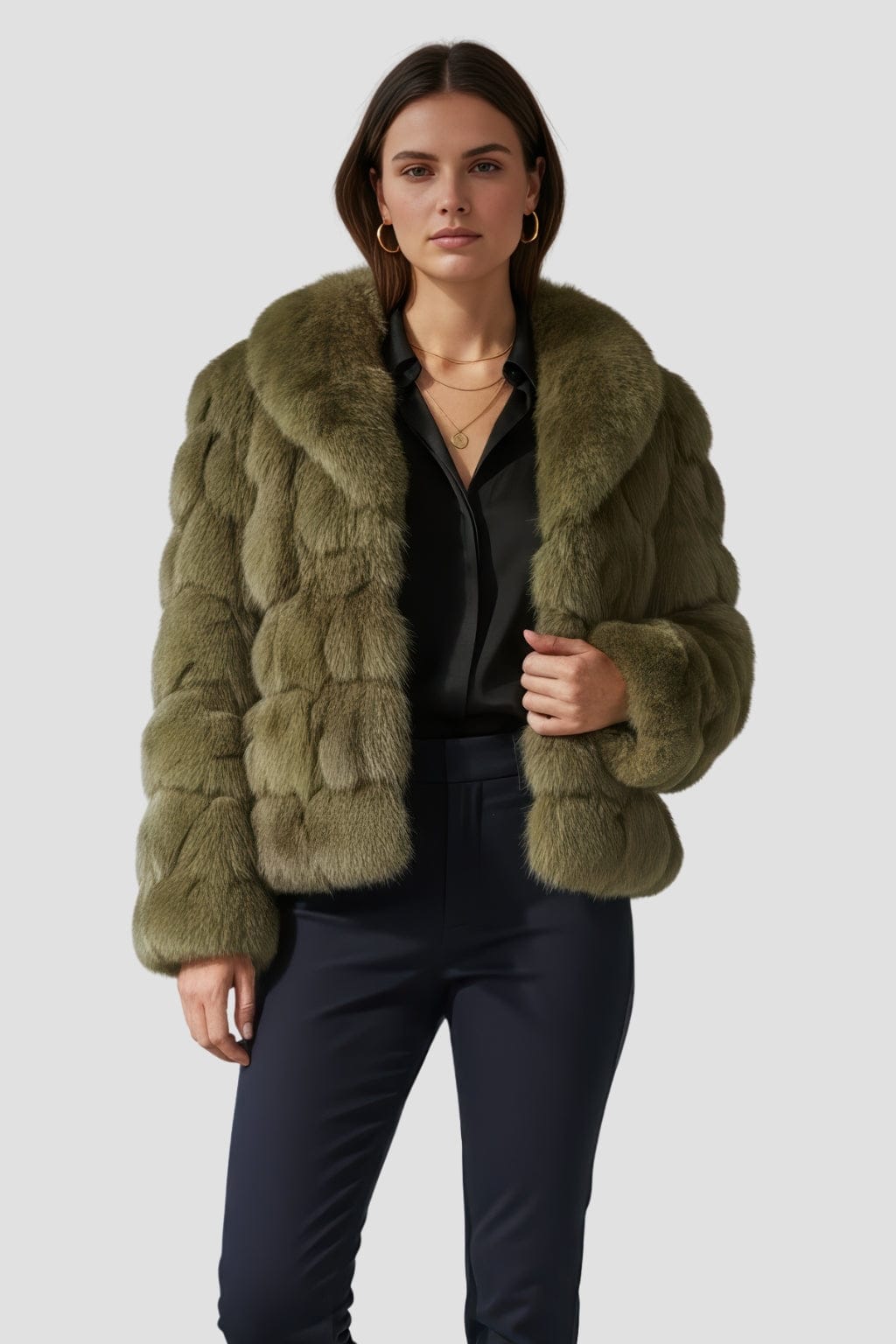 Veste fourrure femme kaki Héritage fourrure