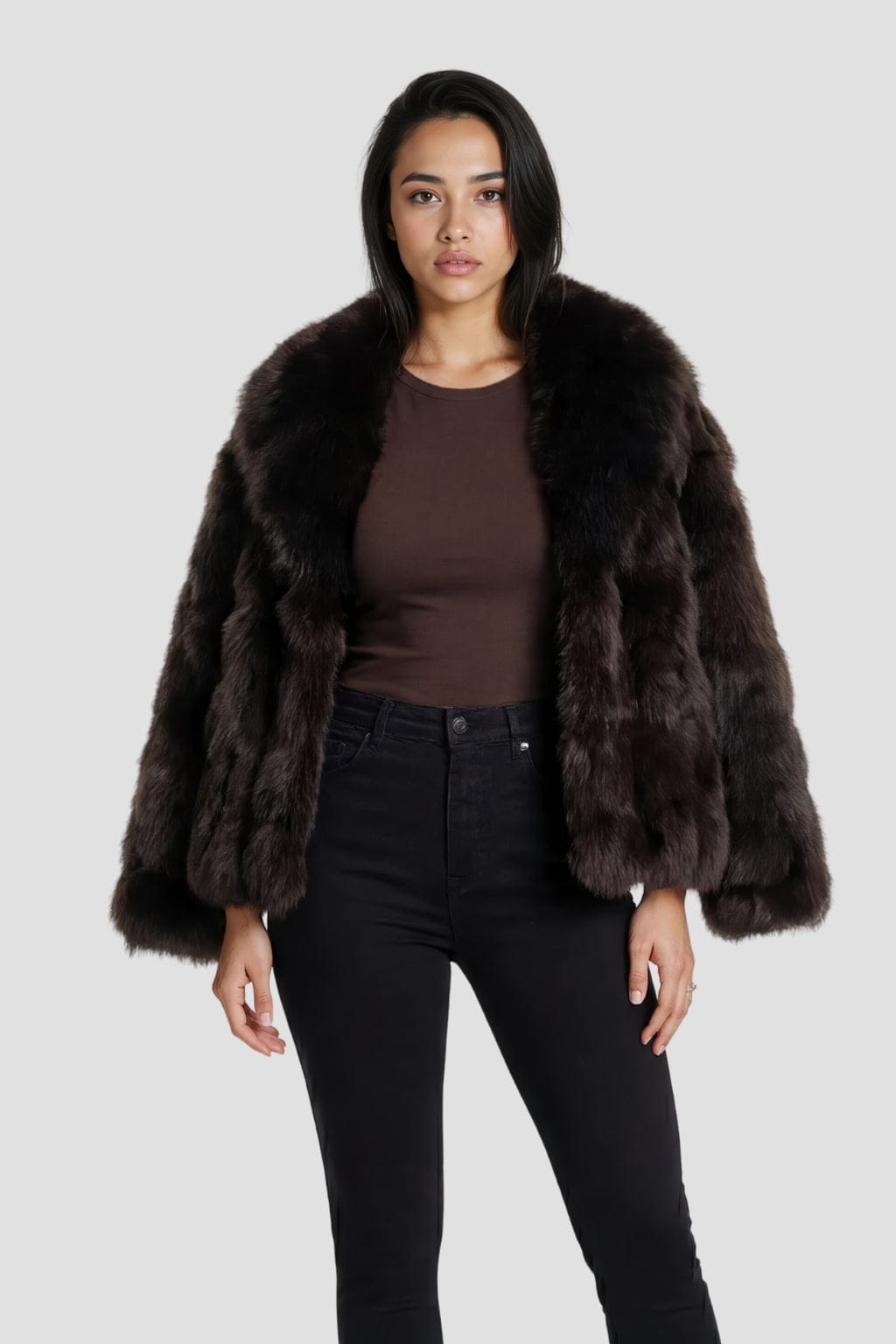 Veste fourrure femme marron Héritage fourrure