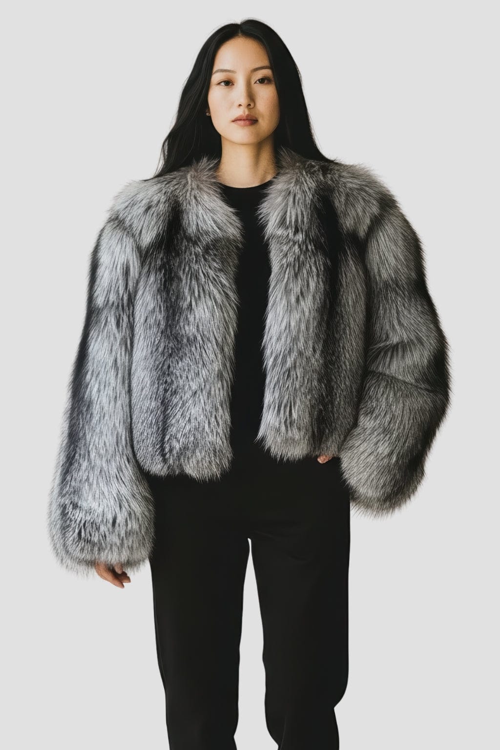 Veste fourrure femme renard gris Héritage fourrure