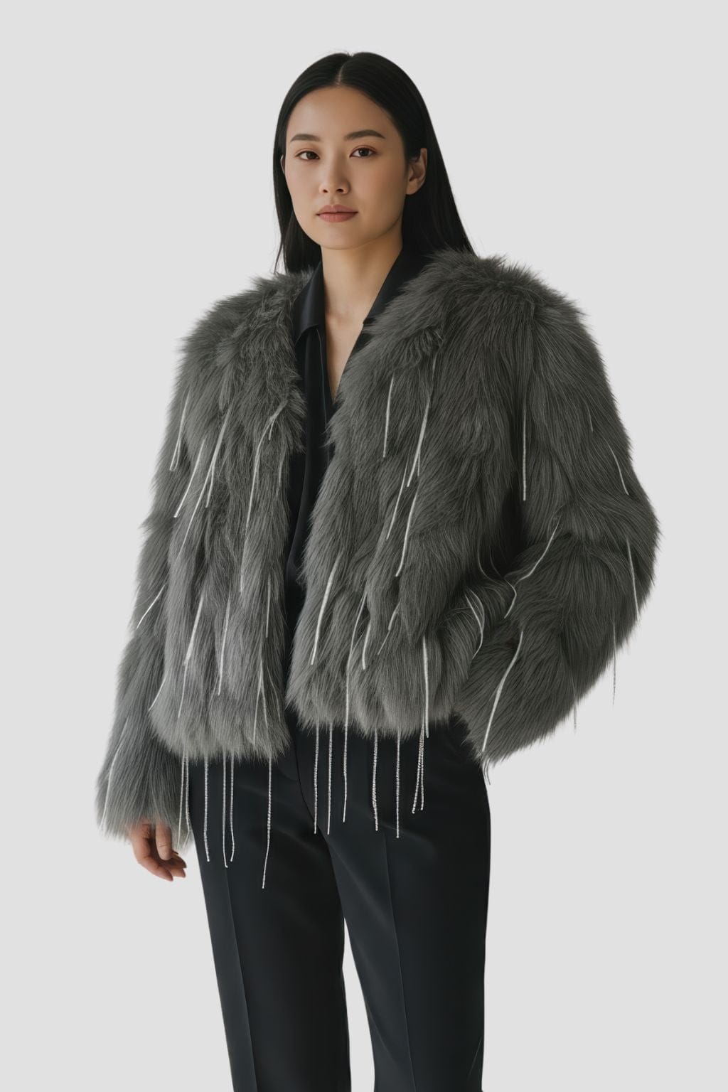 Veste fourrure femme vison gris Héritage fourrure