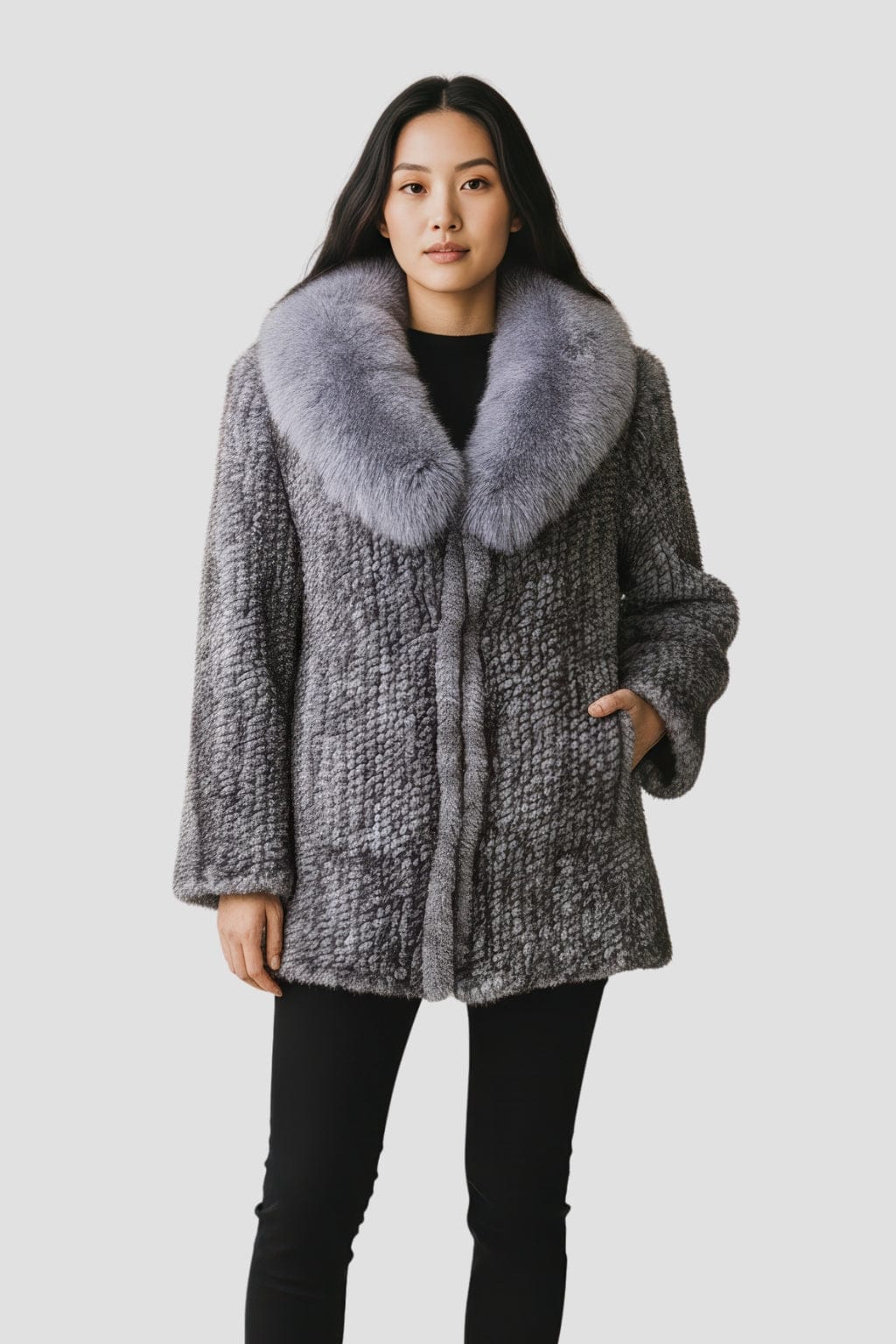 Veste fourrure femme vison gris Héritage fourrure