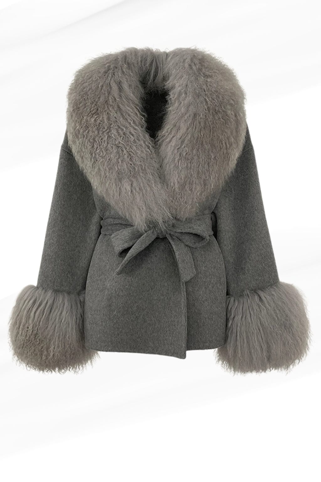 Veste fourrure mouton gris Héritage fourrure