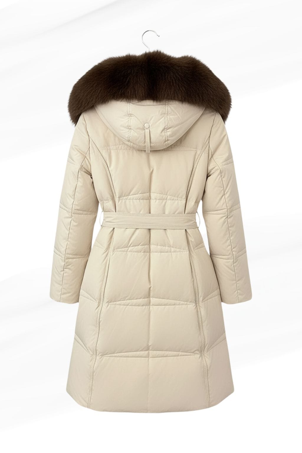 Veste longue en fourrure beige Héritage fourrure
