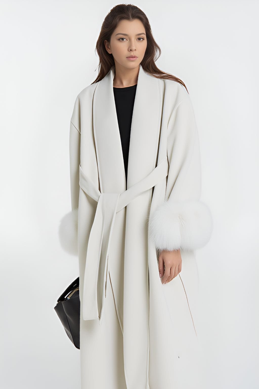 Veste longue en fourrure blanche Héritage fourrure