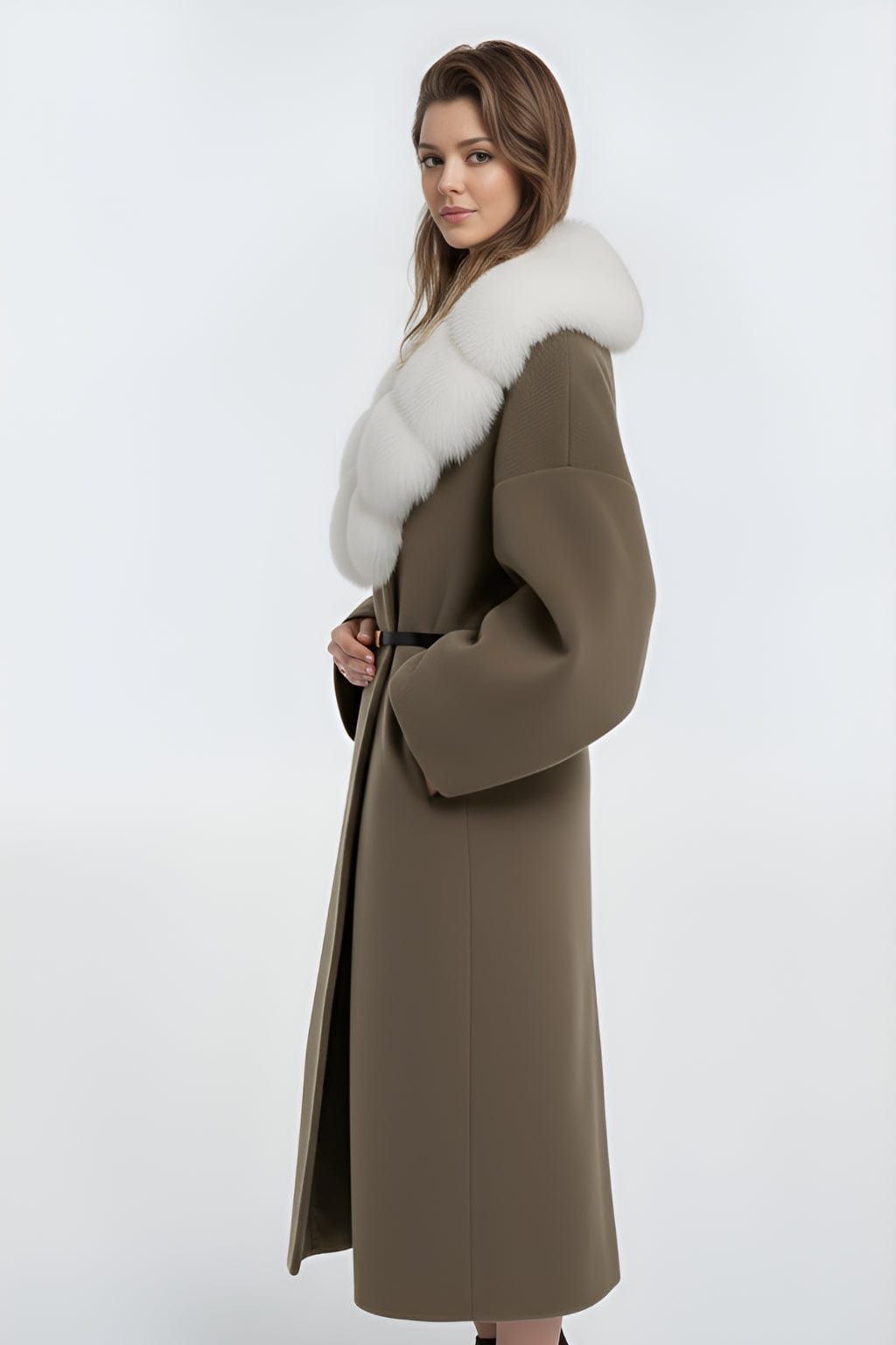 Veste longue en fourrure brune Héritage fourrure