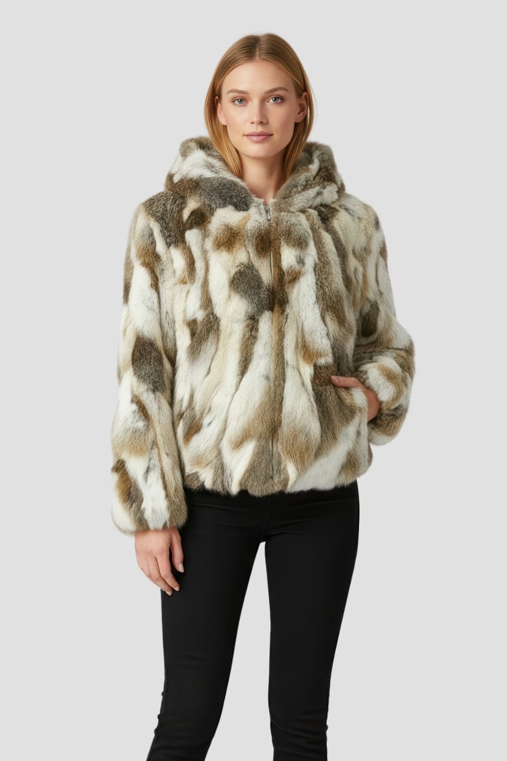 Veste longue en fourrure claire Héritage fourrure