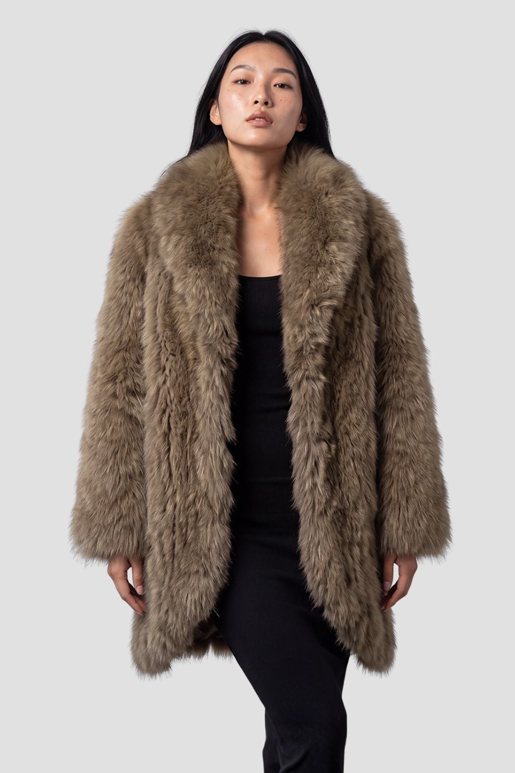 Veste longue en fourrure marron Héritage fourrure