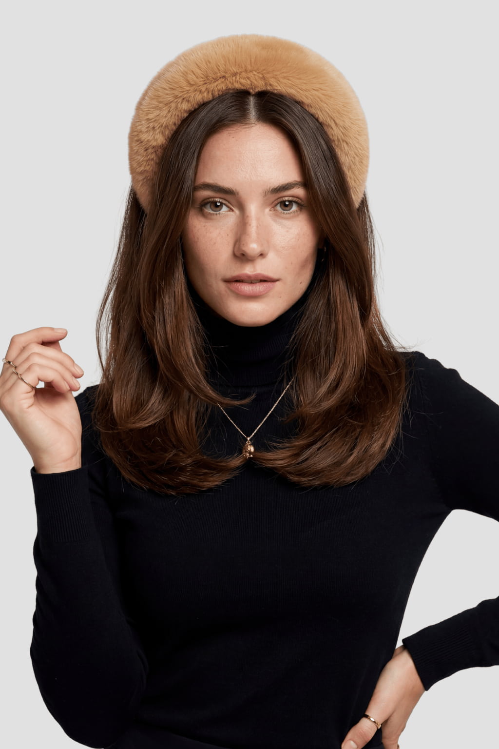 Bandeau fourrure taupe Héritage fourrure
