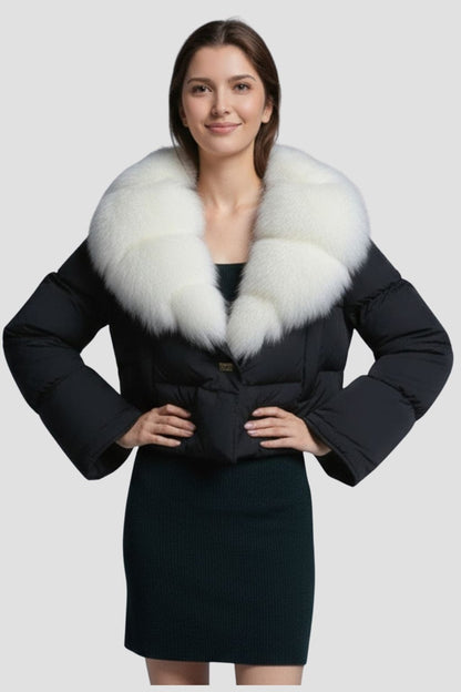 Blouson en duvet de canard à fourrure blanche Héritage fourrure