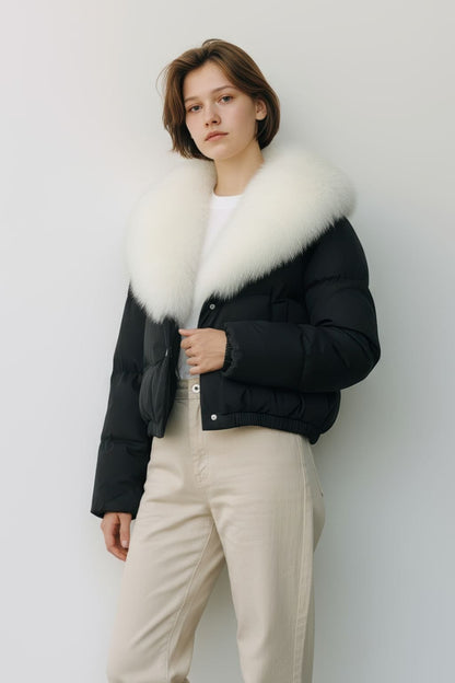 Blouson en duvet de canard à fourrure blanche Héritage fourrure