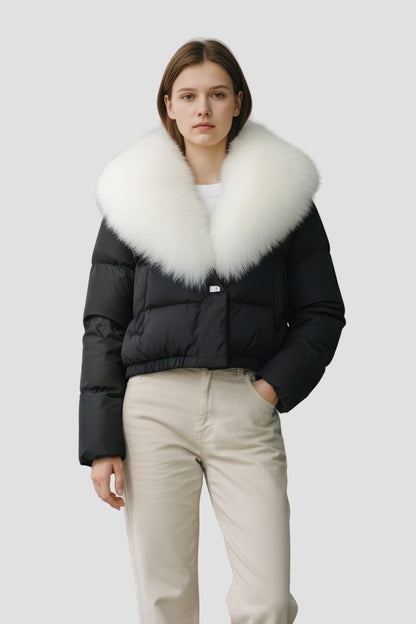 Blouson en duvet de canard à fourrure blanche Héritage fourrure