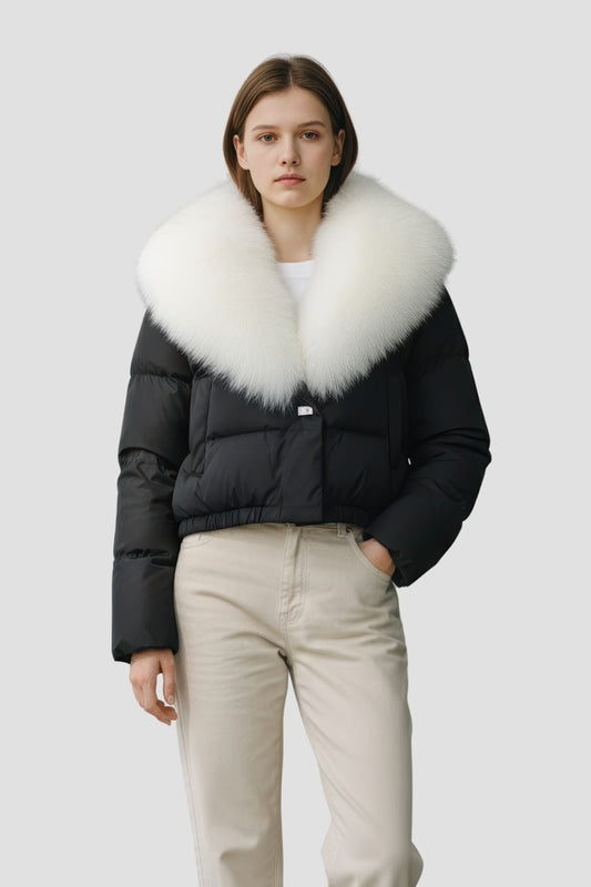 Blouson en duvet de canard à fourrure blanche Héritage fourrure