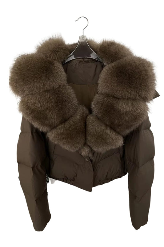 Blouson en fourrure col brun Héritage fourrure
