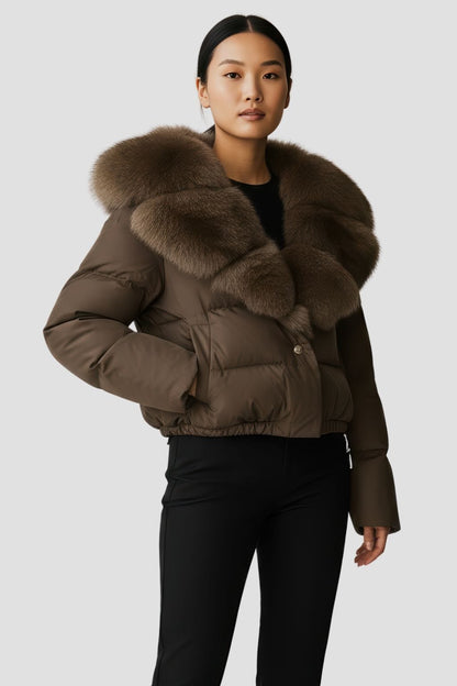 Blouson en fourrure col brun Héritage fourrure