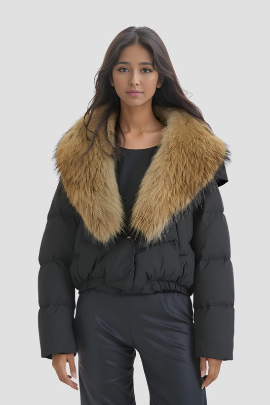 Blouson en fourrure femme col marron Héritage fourrure