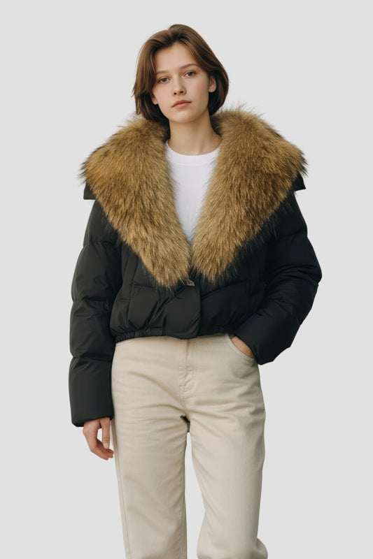 Blouson en fourrure femme col marron Héritage fourrure