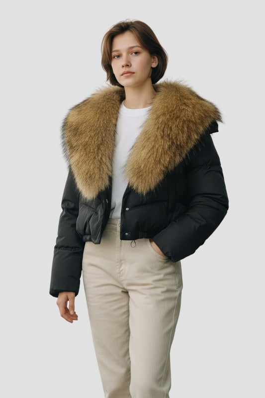 Blouson en fourrure femme col marron Héritage fourrure