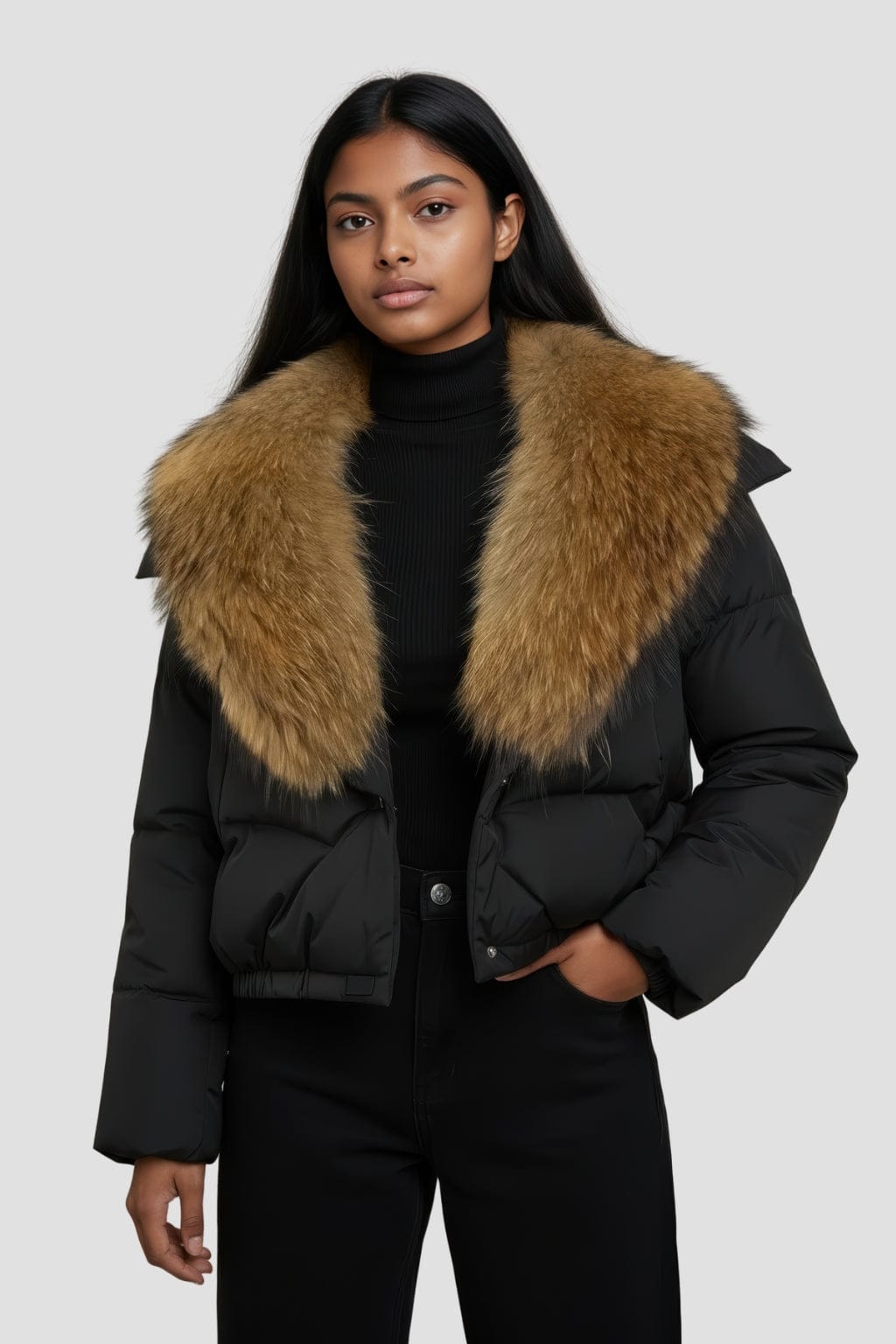 Blouson en fourrure femme col marron Héritage fourrure