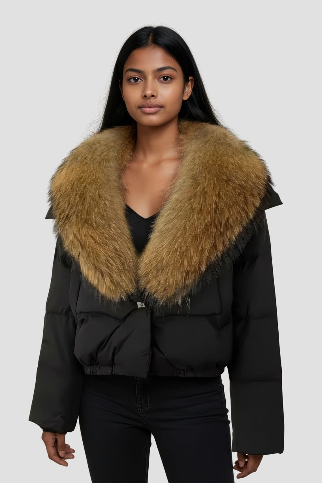 Blouson en fourrure femme col marron Héritage fourrure