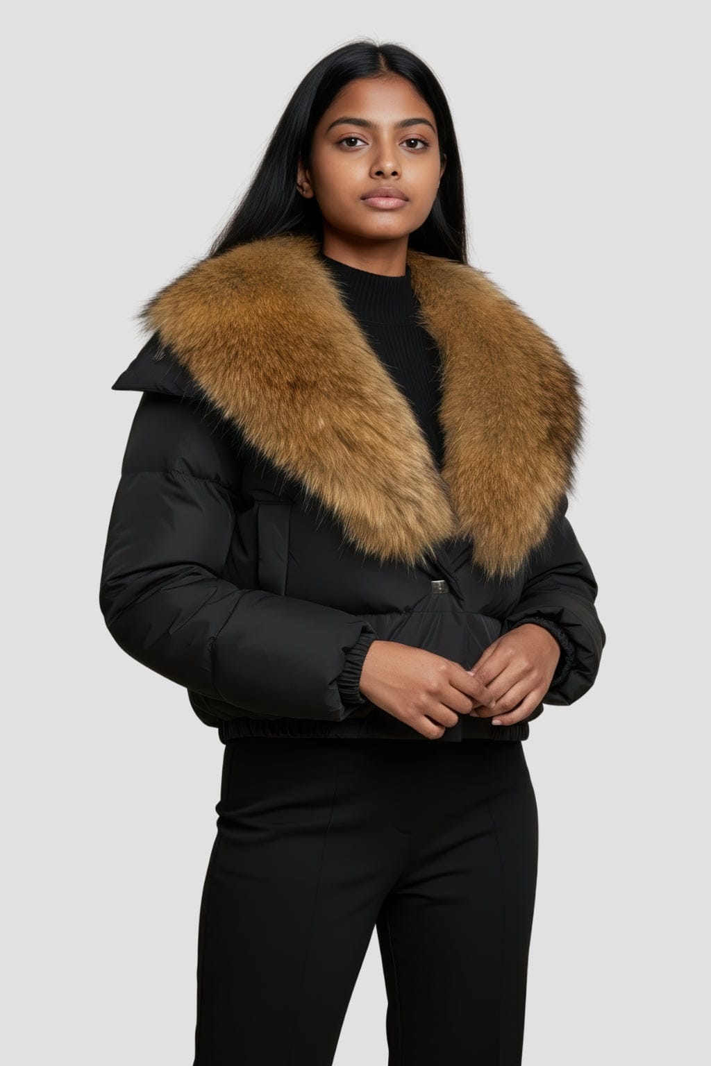 Blouson en fourrure femme col marron Héritage fourrure