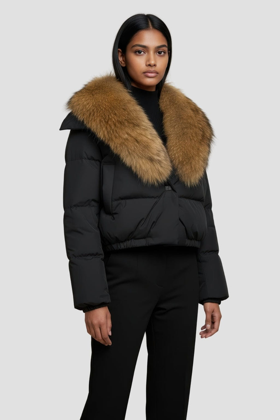 Blouson en fourrure femme col marron Héritage fourrure