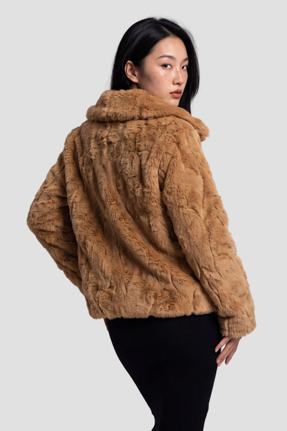 Blouson en fourrure femme col marron Héritage fourrure