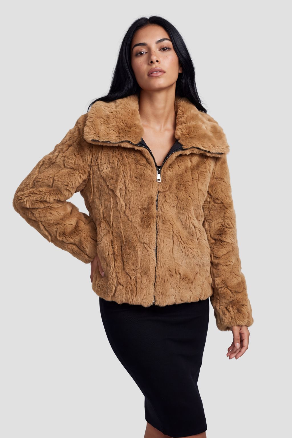 Blouson en fourrure femme col marron Héritage fourrure