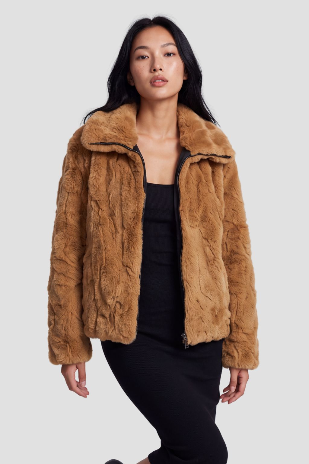 Blouson en fourrure femme col marron Héritage fourrure