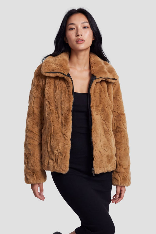 Blouson en fourrure femme col marron Héritage fourrure