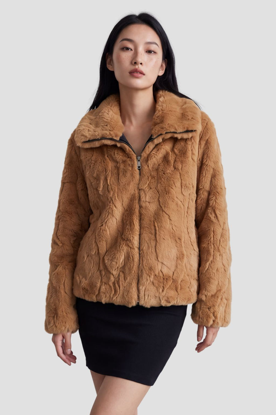 Blouson en fourrure femme col marron Héritage fourrure