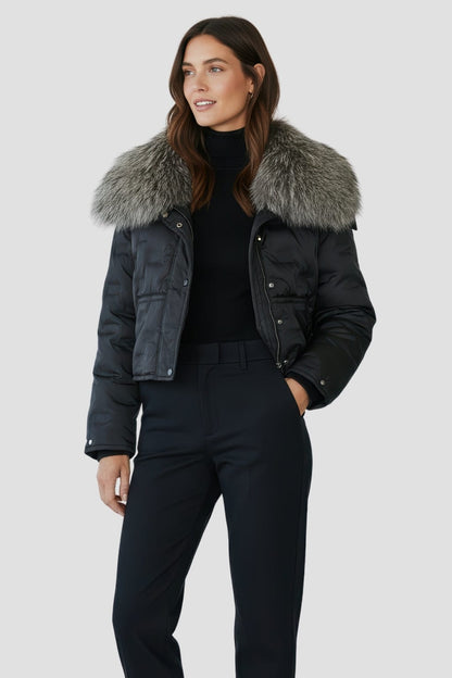 Blouson en fourrure femme court gris Héritage fourrure