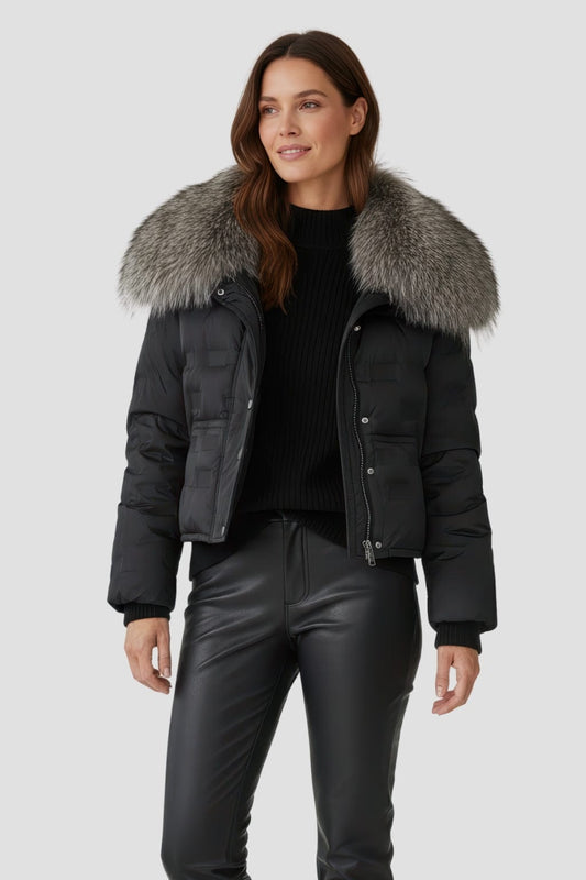 Blouson en fourrure femme court gris Héritage fourrure