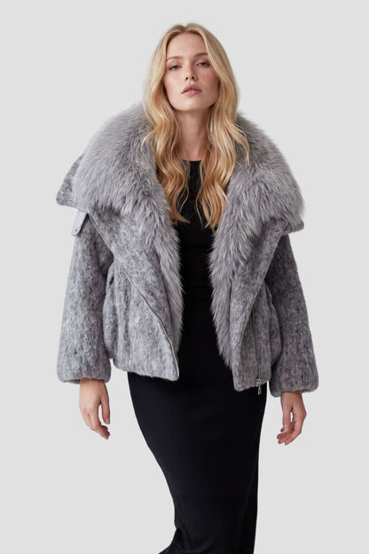 Blouson en fourrure femme court gris Héritage fourrure