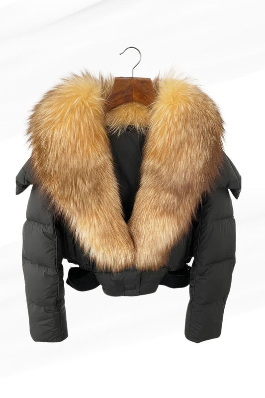 Blouson en fourrure femme court noir Héritage fourrure