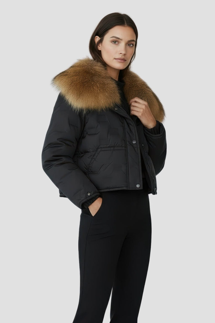 Blouson en fourrure femme court noir Héritage fourrure