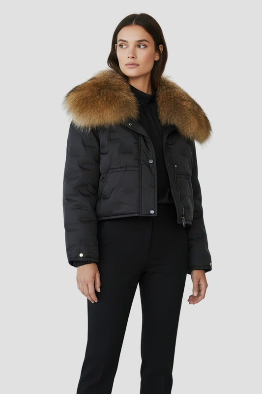 Blouson en fourrure femme court noir Héritage fourrure