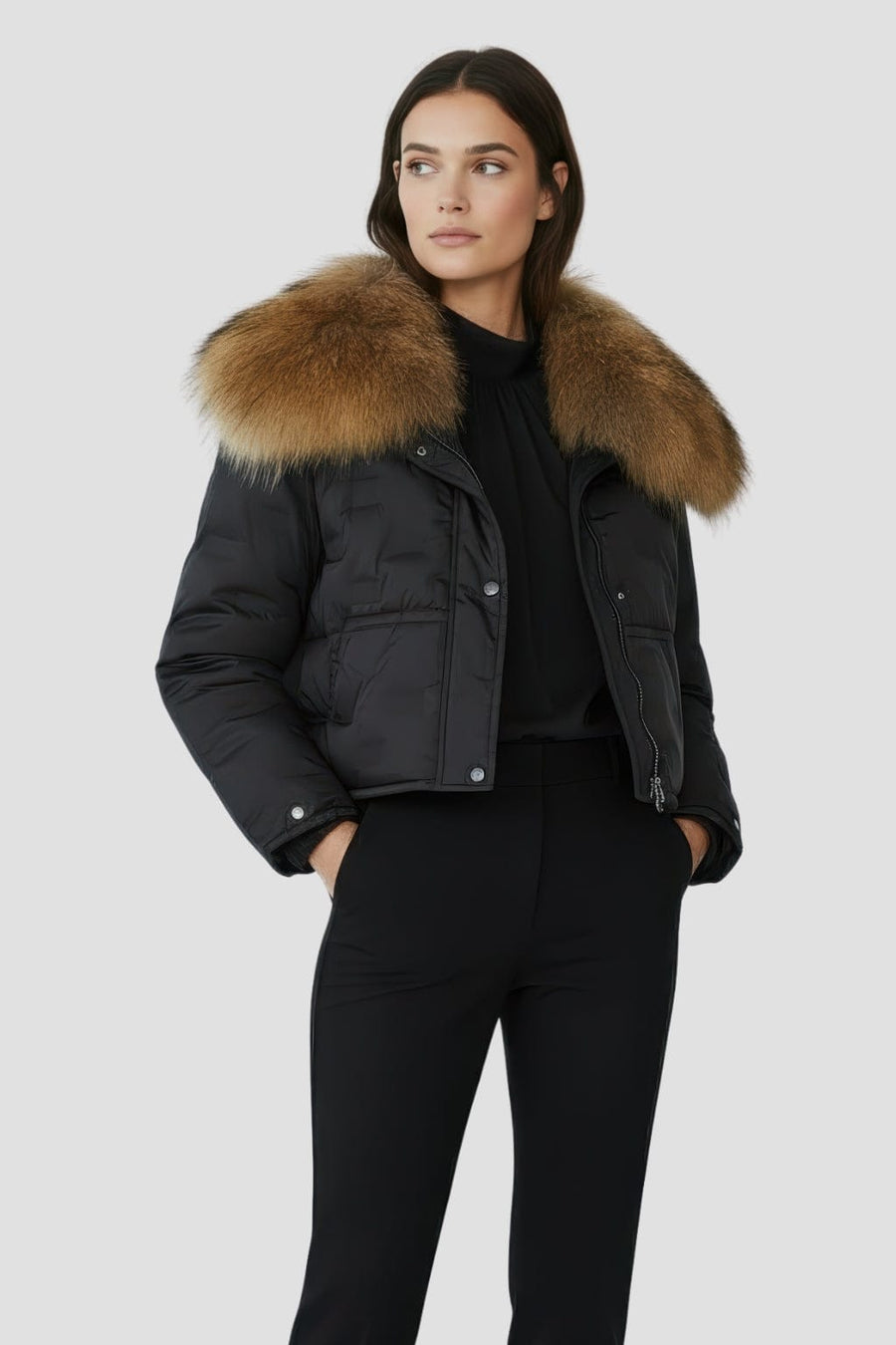 Blouson en fourrure femme court noir Héritage fourrure