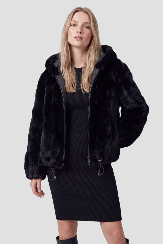 Blouson en fourrure femme court noir Héritage fourrure